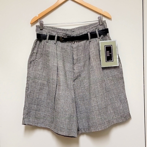bill blass Pants - Vintage | Bill Blass | Plaid High Rise Belted Bermuda Shorts